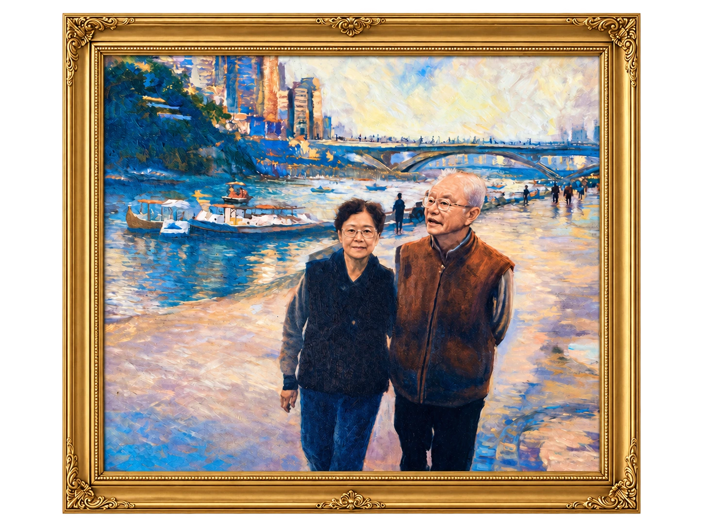Where Time Walks Beside Us, complete painting and frame