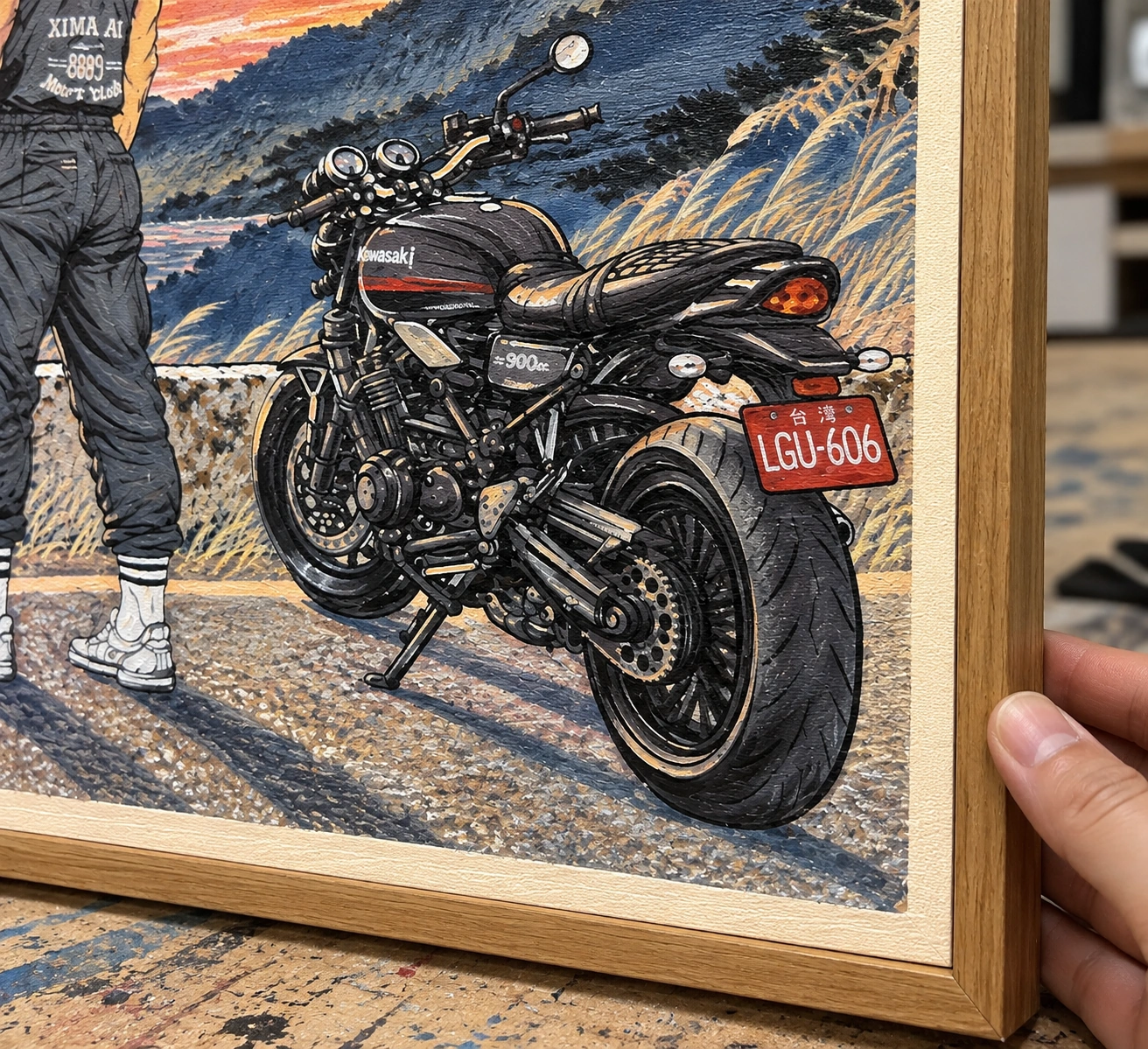 道路與最後一道光相遇之處，畫面與框的交界，作品局部