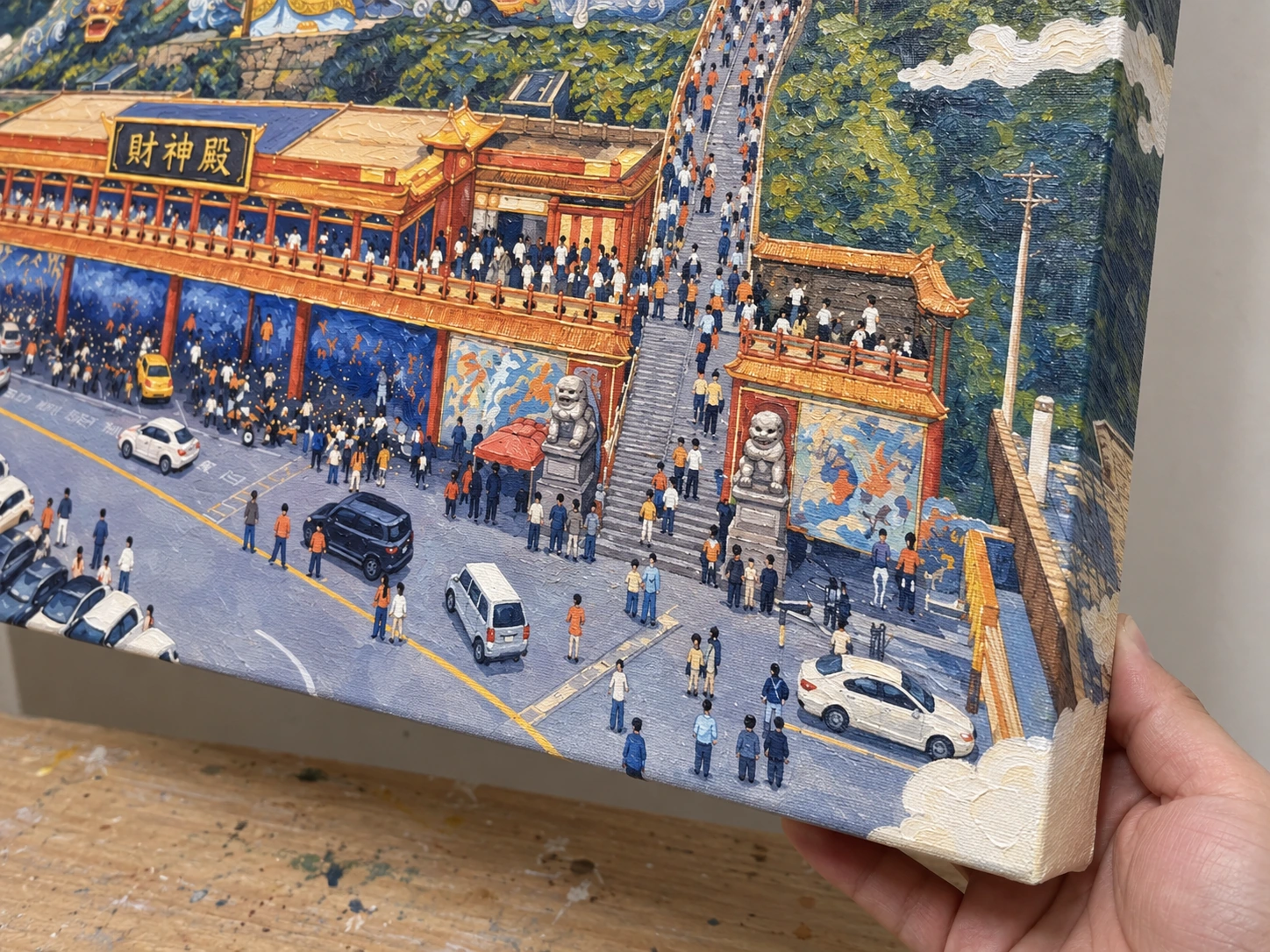 願上南山,延伸到畫布邊緣,作品局部